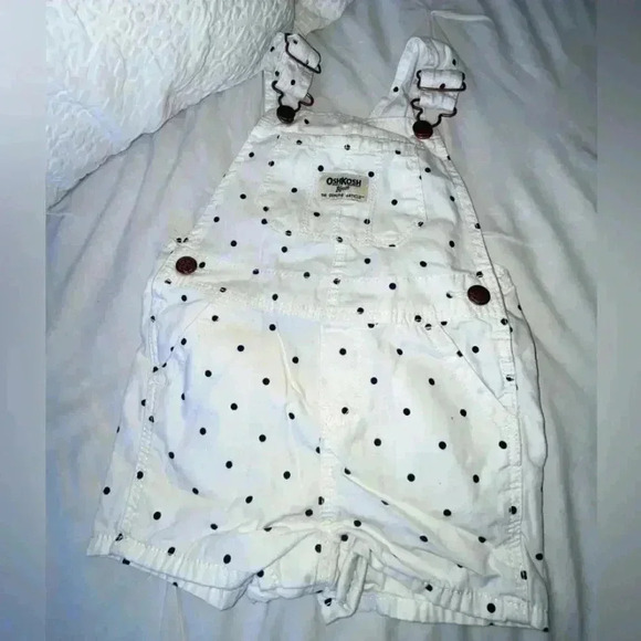 OshKosh B'gosh Other - Oshkosh B’Gosh White Polka Dot Overalls  SIZE 18 Months